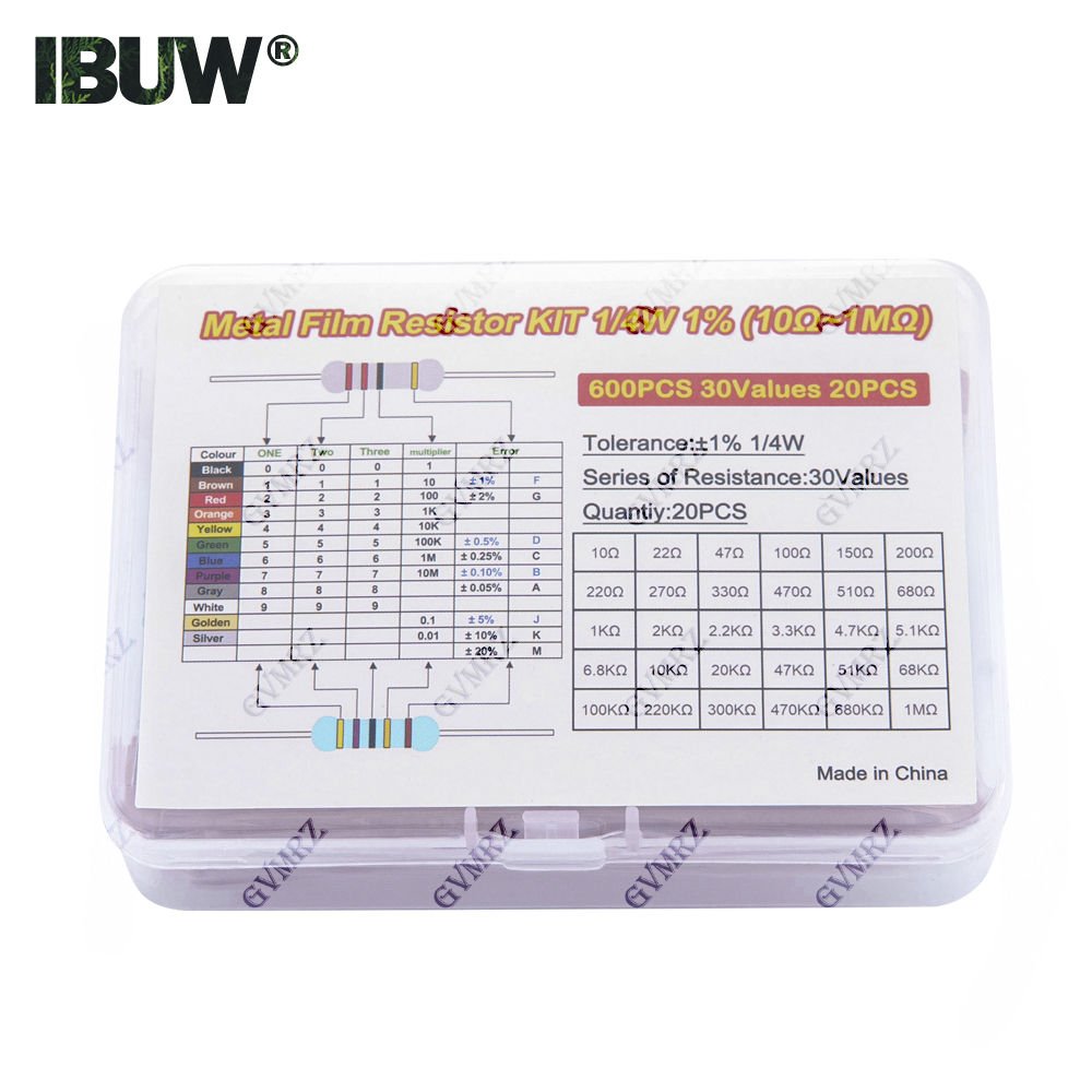 600 шт., 30 значений, 1/4 Вт,  – обзор и цена Resistor Kit 1 4W