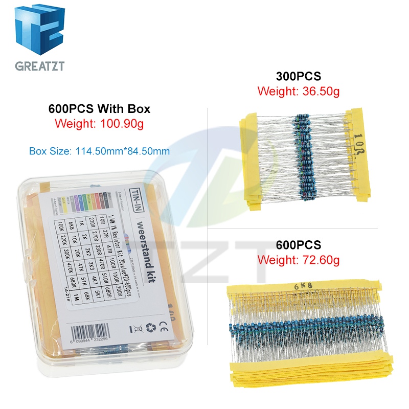 GREATZT 600 шт./компл. 30 видо – обзор и цена Resistor Kit 1 4W